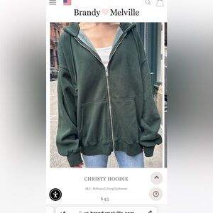 Brandy Melville oversized thick zip up hoodie